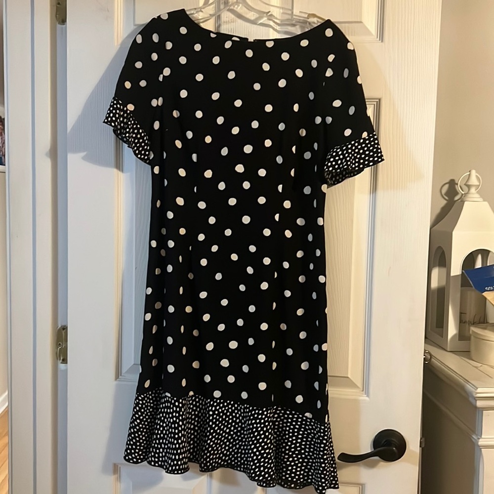 Talbots Petite black and white polkadot dress size 6 petite